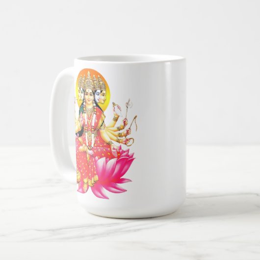 Godin Gayatri Devi op Lotus Hindu Godheid Koffiemok (Voorkant links)