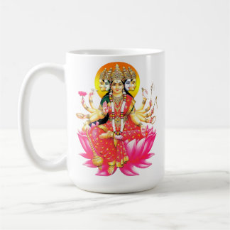 Godin Gayatri Devi op Lotus Hindu Godheid Koffiemok