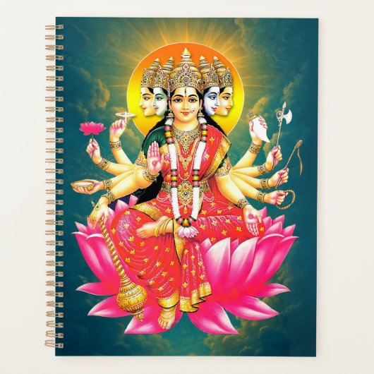 Godin Gayatri Devi op Lotus Hindu Godheid Planner (Voorkant)