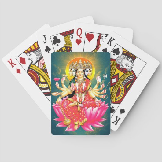 Godin Gayatri Devi op Lotus Hindu Godheid Pokerkaarten (Achterkant)