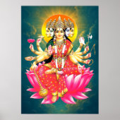 Godin Gayatri Devi op Lotus Hindu Godheid Poster (Voorkant)