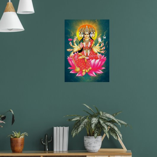 Godin Gayatri Devi op Lotus Hindu Godheid Poster (Woonkamer 1)