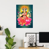 Godin Gayatri Devi op Lotus Hindu Godheid Poster (Thuiskantoor)