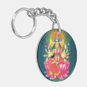 Godin Gayatri Devi op Lotus Hindu Godheid Sleutelhanger (Voorkant Links)