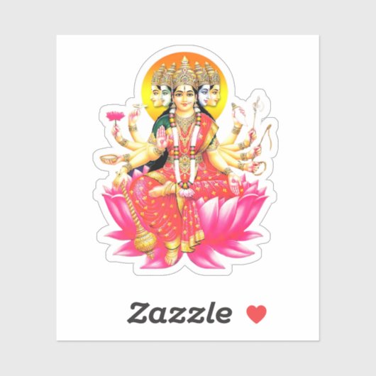 Godin Gayatri Devi op Lotus Hindu Godheid Sticker (Vel)