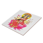 Godin Gayatri Devi op Lotus Hindu Godheid Tegeltje (Zijkant)