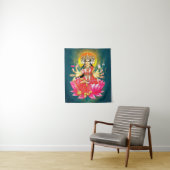 Godin Gayatri Devi op Lotus Hindu Godheid Wandkleed (In situ)