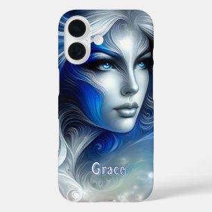 Godin Hemels Wit Blauw Hoofd Februari - iPhone 16 Hoesje