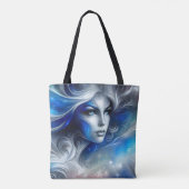 Godin Hemels Wit Blauw Hoofd Februari - Tote Bag (Achterkant)