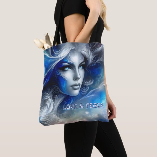 Godin Hemels Wit Blauw Hoofd Februari - Tote Bag (Dichtbij)