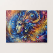 Godin Hoofd blauw Veer in Haar Augustus - Legpuzzel (Horizontaal)