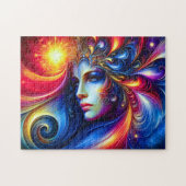 Godin Hoofd Blauwe Wervelingen in Haar November - Legpuzzel (Horizontaal)