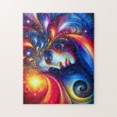 Godin Hoofd Blauwe Wervelingen in Haar November - Legpuzzel (Verticaal)