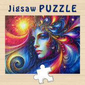 Godin Hoofd Blauwe Wervelingen in Haar November - Legpuzzel