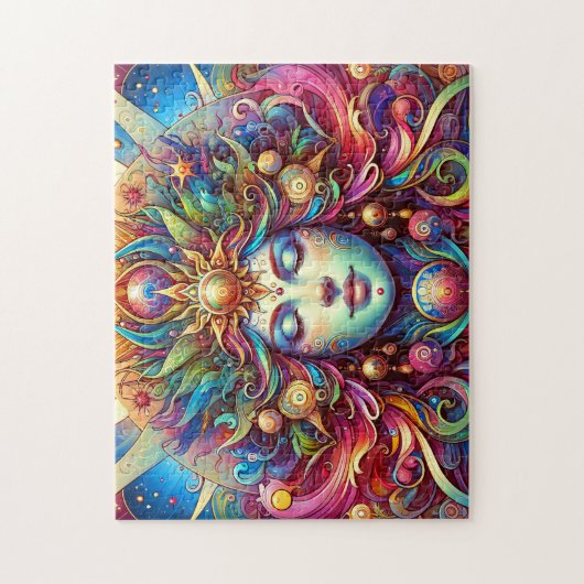 Godin Hoofd kleurrijk Haar gesloten ogen mei - Legpuzzel (Verticaal)