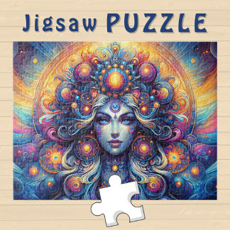 Godin Hoofd Kosmisch Haar Blauwe Ogen September - Legpuzzel