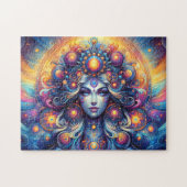 Godin Hoofd Kosmisch Haar Blauwe Ogen September - Legpuzzel (Horizontaal)