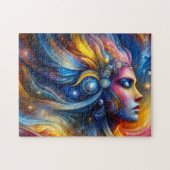 Godin Hoofd Kosmisch Haar gesloten Ogen Juni - Legpuzzel (Horizontaal)