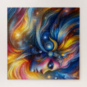 Godin Hoofd Kosmisch Haar gesloten Ogen Juni - Legpuzzel (Horizontaal)