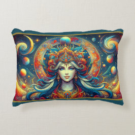 Godin Hoofd vloeiend turquoise Haar April - Accent Kussen