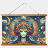 Godin Hoofd vloeiend turquoise Haar April - Hangend Wandkleed (Voorkant)