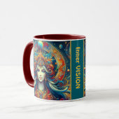 Godin Hoofd vloeiend turquoise Haar April - Mok (Voorkant links)