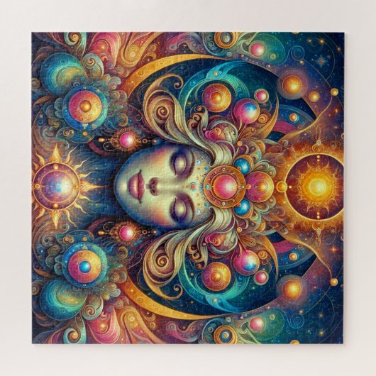 Godin Hoofd zonnig Haar gesloten ogen Juli - Legpuzzel (Horizontaal)