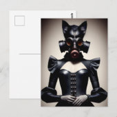 Godin in Briefkaart met zwart leder en gasmasker (Voorkant / Achterkant)