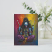 Godin Kali Abstract Regenboog Portretschilderij Briefkaart (Staand voorkant)