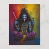 Godin Kali Abstract Regenboog Portretschilderij Briefkaart (Voorkant)