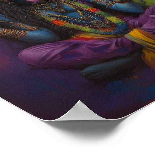 Godin Kali Abstracte regenboog portret schilderij Poster (Hoek)