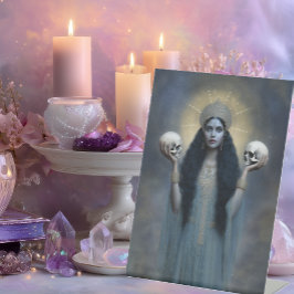 Godin Kali Surreal Blauw Vintage Stijl Portret Reclamebord Met Voetstuk