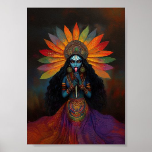 Godin Kali Surreal Rainbow Portret Schilderkunst Poster (Voorkant)