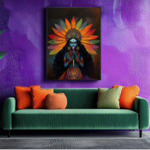 Godin Kali Surreal Rainbow Portret Schilderkunst Poster