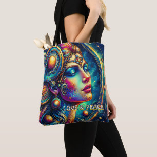 Godin Kleurrijke Hoofd Ronde Sieraden Maart - Tote Bag