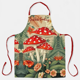 Godin Koken Vlieg Agaric Bloemen Rood en Wit Schort
