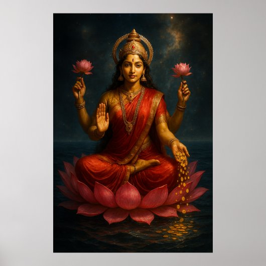 Godin Lakshmi Goddelijke Energie van Rijkdom Poster (Voorkant)