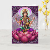 Godin Lakshmi - het wenskaart van het Fortuin Kaart (Gele Bloem)