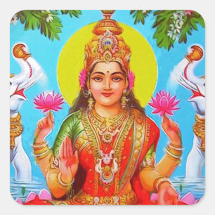Godin Lakshmi Witte olifanten Diwali schilderij Vierkante Sticker