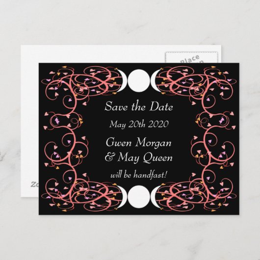 Godin Lesbische bruiloft Save the Date Briefkaart (Voorkant / Achterkant)