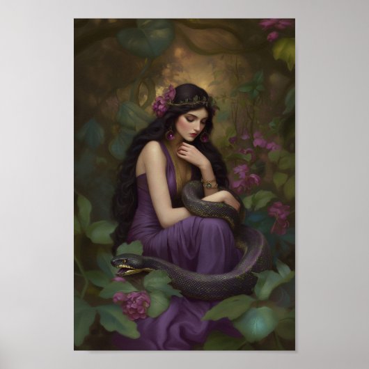 Godin Lilith De Slangenkoningin Ontwaakt Portret Poster (Voorkant)