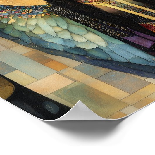 Godin Lilith Donkere Regenboog Mozaïek Schilderij Poster (Hoek)