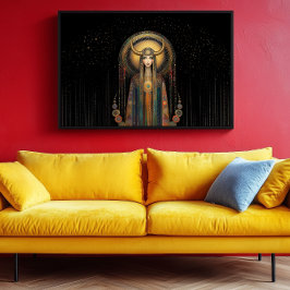 Godin Lilith Rainbow Gold Black Art Nouveau Poster