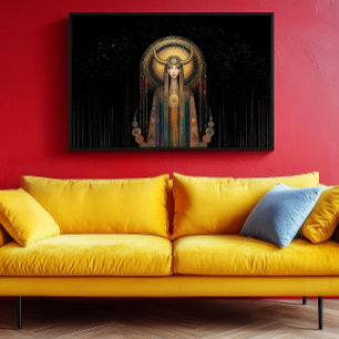 Godin Lilith Rainbow Gold Black Art Nouveau Poster