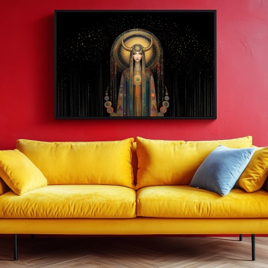 Godin Lilith Rainbow Gold Black Art Nouveau Poster