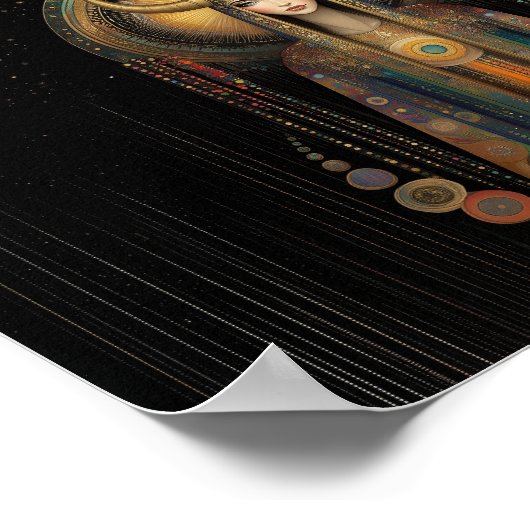 Godin Lilith Rainbow Gold Black Art Nouveau Poster (Hoek)