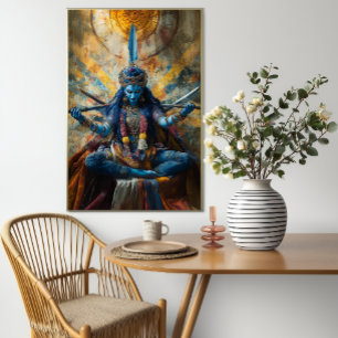 Godin Maa Kali Kleurrijke Abstracte Hindoe Portret Poster