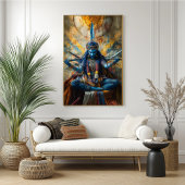 Godin Maa Kali Kleurrijke Abstracte Hindoe Portret Poster