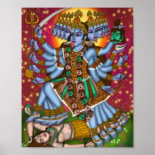 Godin Mahakali Poster | Fierce Hindu Devi Kali S (Voorkant)