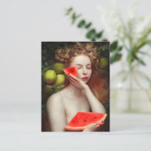 Godin met Briefkaart van Watermeloen (Staand voorkant)